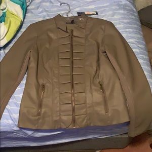 Zip up leather jacket